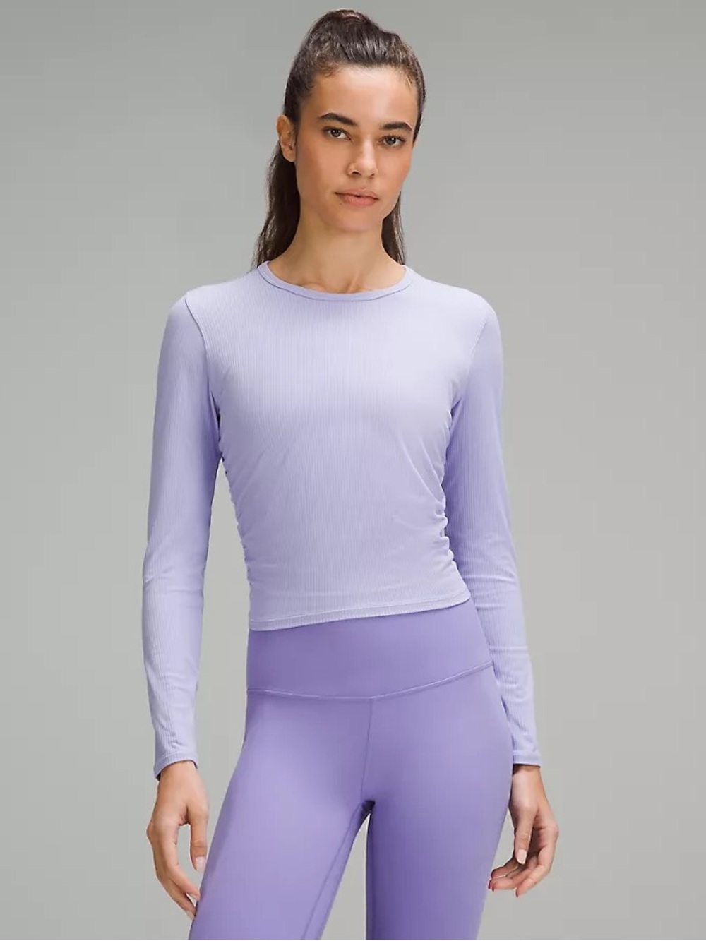 Lululemon All It Takes Ribbed Nulu Long-Sleeve Shirt - Lilac Smoke, Size 8